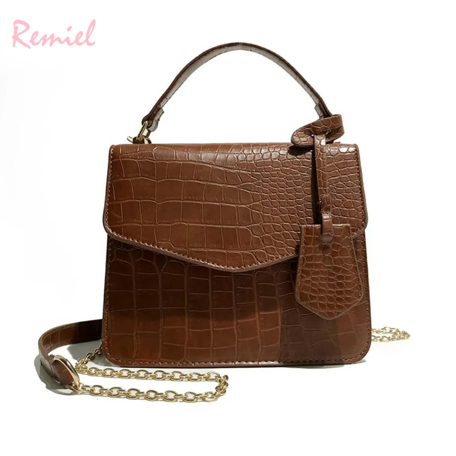 

Retro Fashion Lady Small Square bag 2018 New High quality PU Leather Women's Luxury Handbag Chain Tote Shoulder Messenger bags