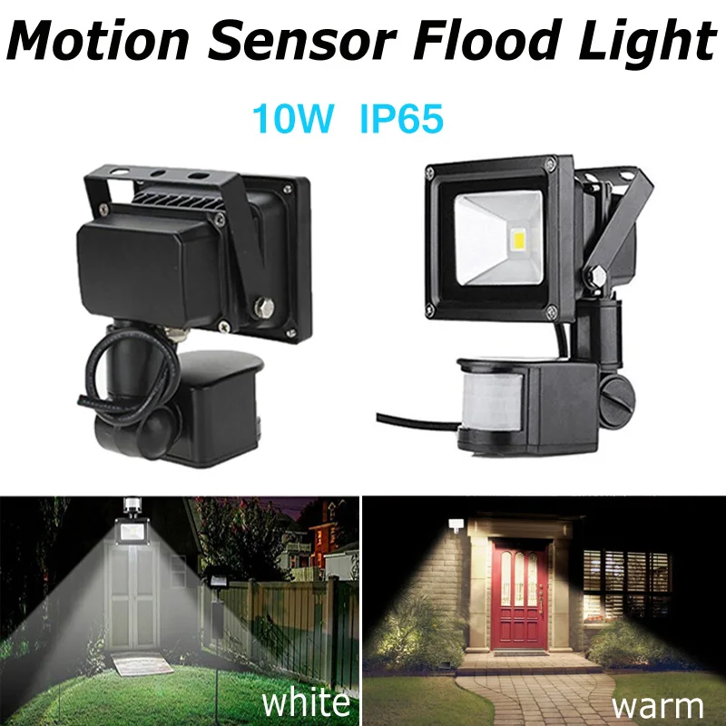 

LED Flood Light PIR Motion Sensor Building Outdoor Spot Lamp Waterproof Spotlight Landscape 10W Square Yard 12V High Power