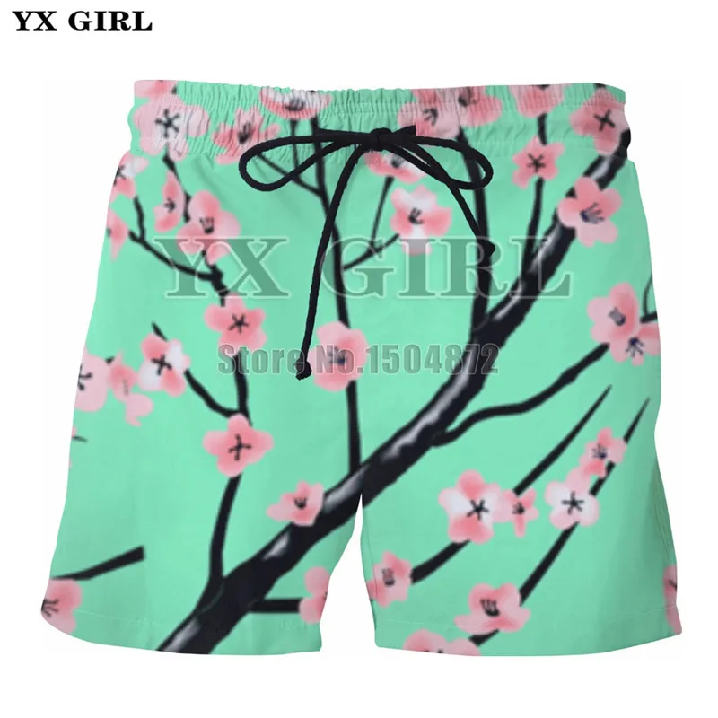 Ух модные шорты с цветочным принтом Для мужчин Для женщин 3d сливы Рубашки домашние пляжные короткие брюки Для мужчин s удобные Jogger Фитнес