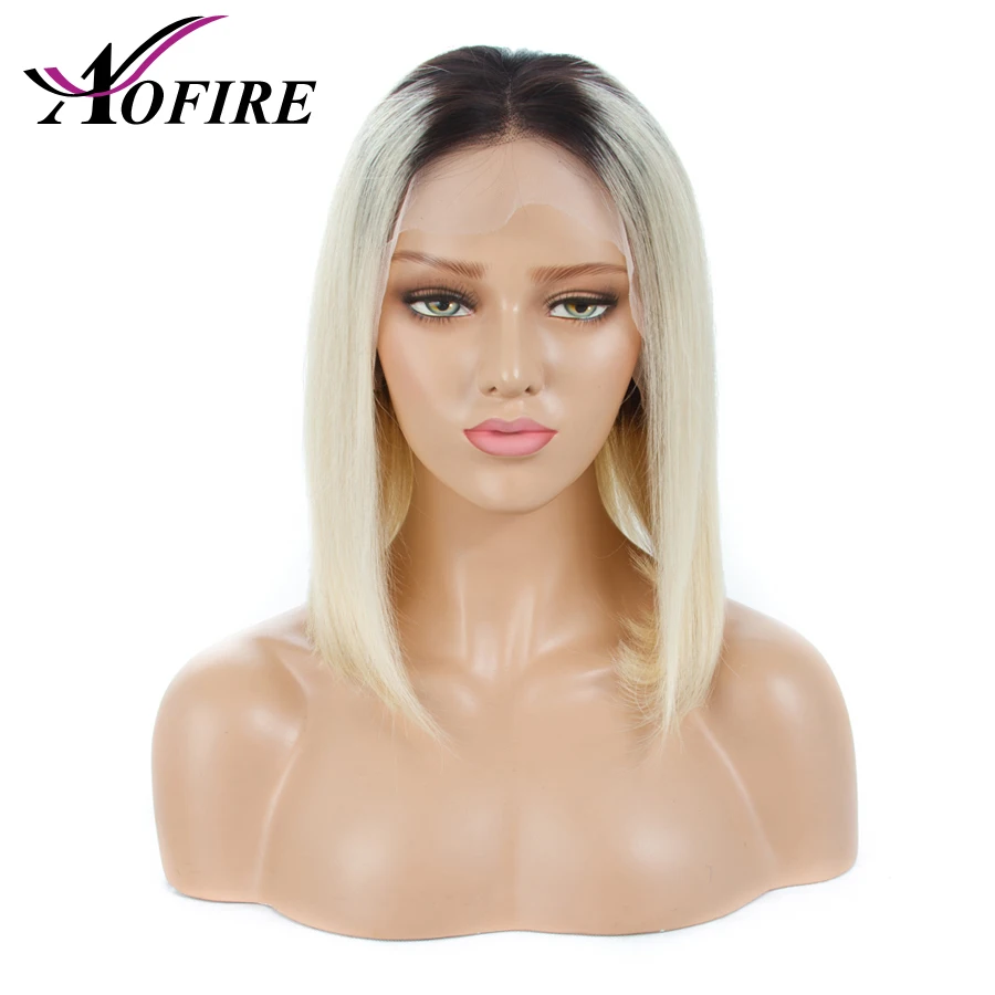 

13x4 Short Bob Wig 1B/613 Blonde Brazilian Remy Hair Lace Front Human Hair Wigs Pre Plucked For Women Swiss Lace Aofire