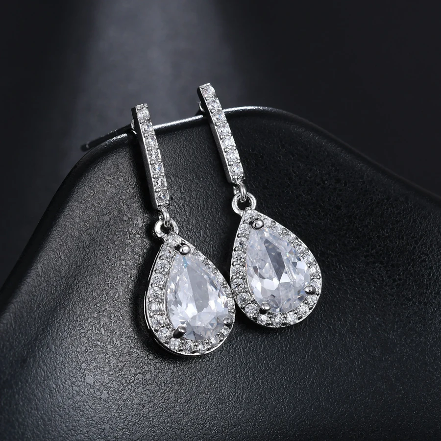 

IDESTINY 11.11 Waterdrop Dangle Earrings for Women Nickel Free Plating Cubic Zirconia Earings Bijoux Jewelery Accessories Gift
