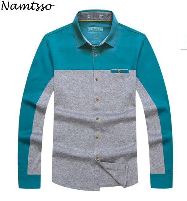 

Мужская хлопковая рубашка с длинным рукавом, с отложным воротником