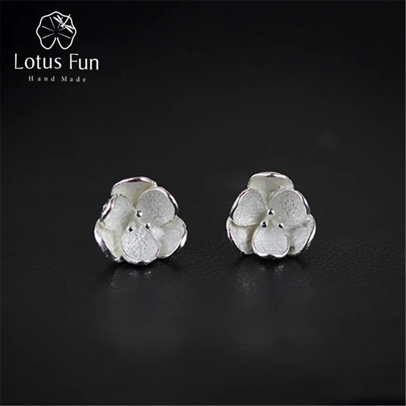 Lotus Fun Real 925 Sterling Silver Natural Original Handmade Fine Jewelry 3D Flower Fashion Stud Earrings for Women Brincos | Украшения и