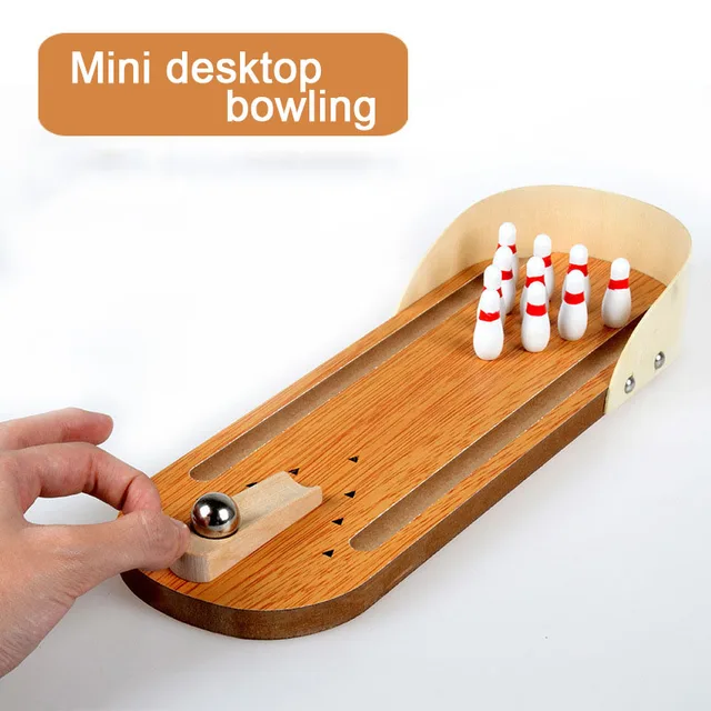 US $9.23 Children Mini Portable Table Bowling Game Toy Kids Wooden Bowling Interactive Desktop Game Party Fu
