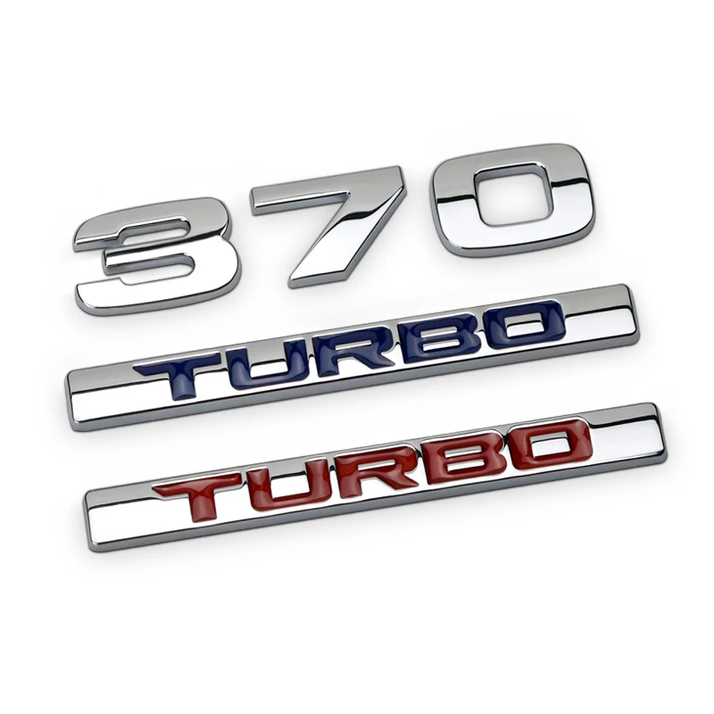 

370 Separate Numbers Blue Red TURBO Bar Chrome Metal Zinc Alloy Car Styling Emblem Badge Trunk Capacity Logo for Honda 370 Turbo