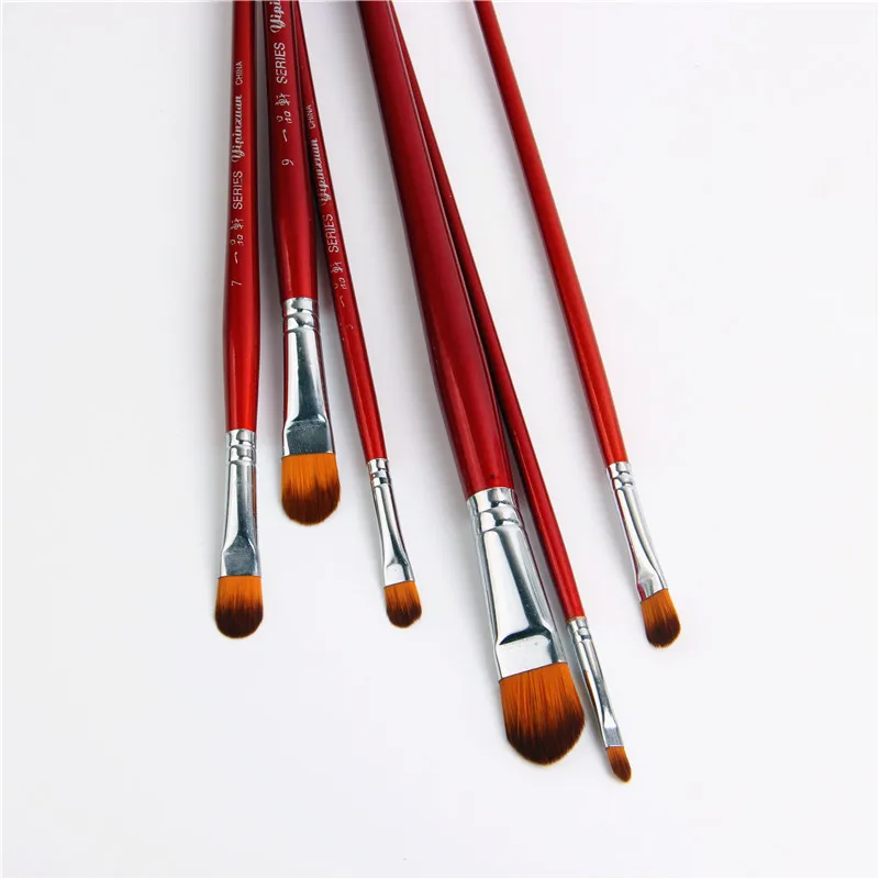 6 Buah Set Kuas Lukis Cat Minyak Double Warna Air Warna Merah Kayu Kuas Cat Perlengkapan Akrilik Seni Untuk Alat Tulis Wooden Paint Brush Paint Brushpainting Brush Aliexpress