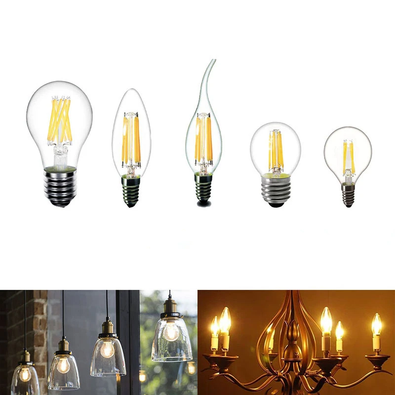 

Candle LED filament bulb C35 G45 vintage lamp E14 LED E27 A60 220v LED Light Bulbs Globe decorative Filament Edison