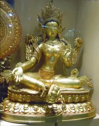 005266 31 "Китай Тибет Золото чистая бронзовый Буддизм Белая ТАРА будды Скульптура