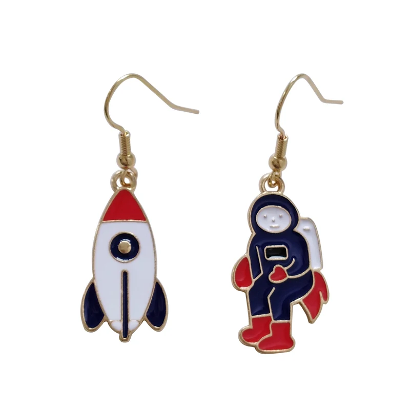 

2019 lovely outer space dream Childhood Earth Rocket Astronaut Blue Star Schoolgirl Earrings