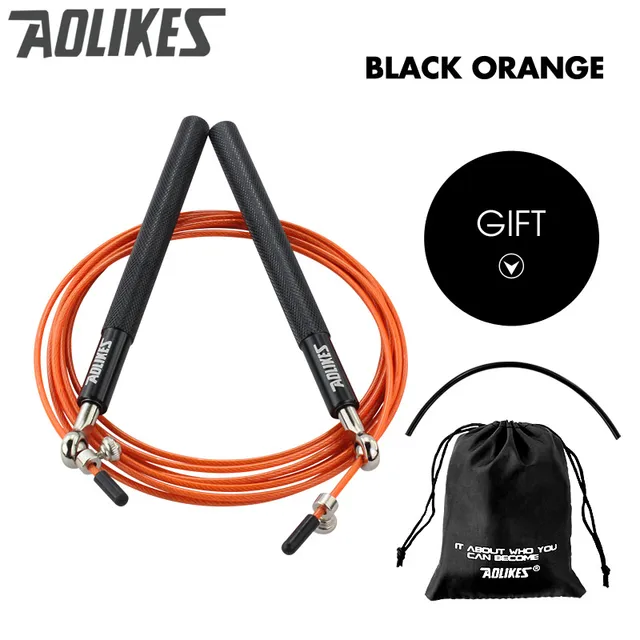 Crossfit Speed Jump Rope Professional Skipping Rope For MMA Boxing Fitness Skip Workout Training With Carrying Bag Spare Cable black orange 3202