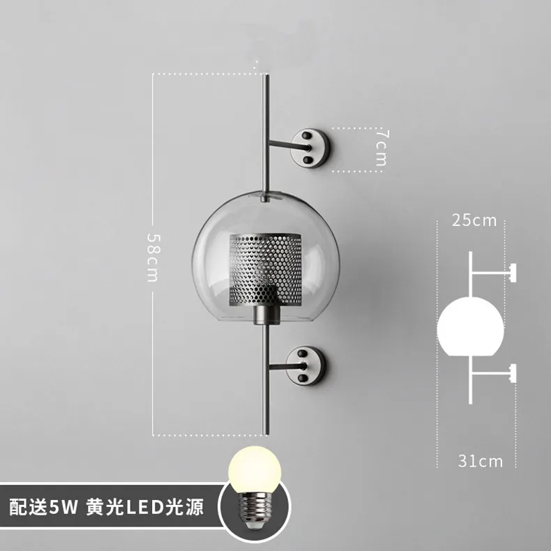 Скандинавский дизайнерский промышленный настенный светильник, винтажный креативный лаконичный стеклянный светильник, светильник для кухни, ресторана, лофт