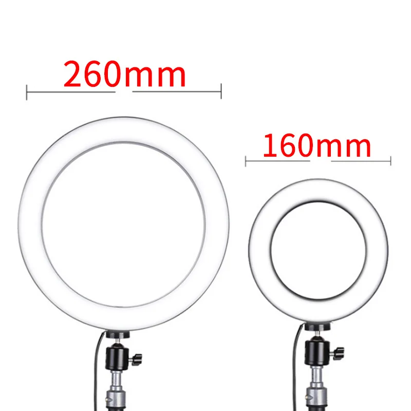 16/26 см светодиодный кольцевой светильник с фотостудия светильник стенд 5500K с регулируемой яркостью для Камера для мобильной фотосъемки с мобильного телефона в реальном времени Светодиодный лампа заполняющего светильник комплект