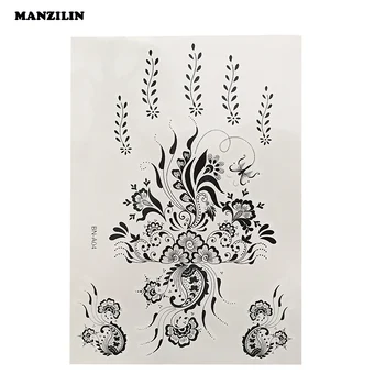 

1PC Flash Metallic Waterproof Tattoo Women Black Ink Mehndi Henna Hand Leg Flower Design Sexy Cool Temporary Tattoo Paster