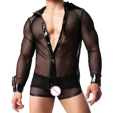 Мужская сексуальная сетчатая майка с длинным рукавом, ультра-тонкая повседневная мужская футболка, фирменный сетчатый дышащий кардиган, мужские черные майки