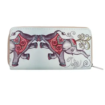 

Fashion Women Wallets Faux Leather Coin Purse Elephant Print Wallet Long Size Clutch Handbag Large Capacity Card Holders