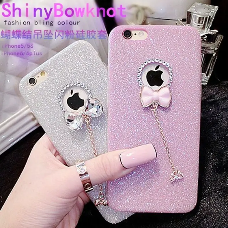 butterfly flashing powder TPU shell for Iphone 8plus case ultra-thin hollowed pendant iphone xs max 8 7 6 6S luxury |