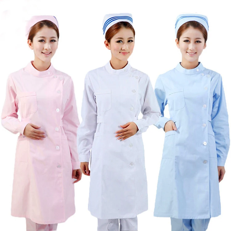 Summer 3 Color Nurse Uniform Coat+Hat Medical Robe Hospital Nurse