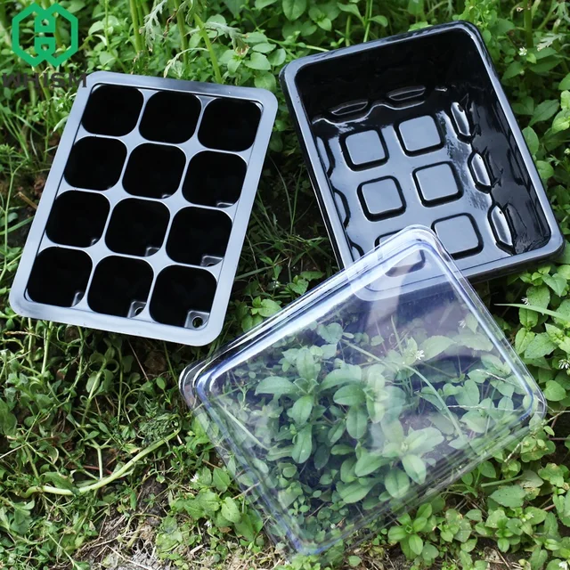 WHISM Plastic Nursery Pots Plant Seeds Germination Tray Hydroponic Grow Box Flower Pot Seedling Tray Succulent Planter with Lids