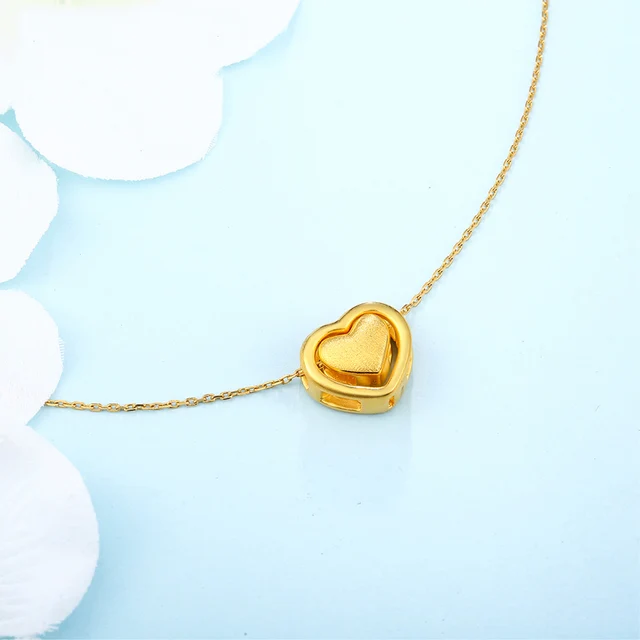 XXX 24K Pure Gold Necklace Real AU 999 Solid Gold Chain Trendy Nice Beautiful Double Hearts Upscale Party Jewelry Hot Sell New 4