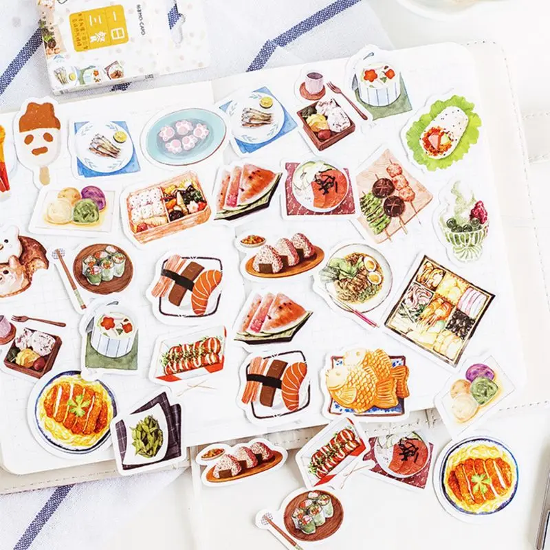 

46pcs/box Delicious Food Stationery Stickers Sealing Label Travel Sticker DIY Scrapbooking Diary Planner Albums Decoration