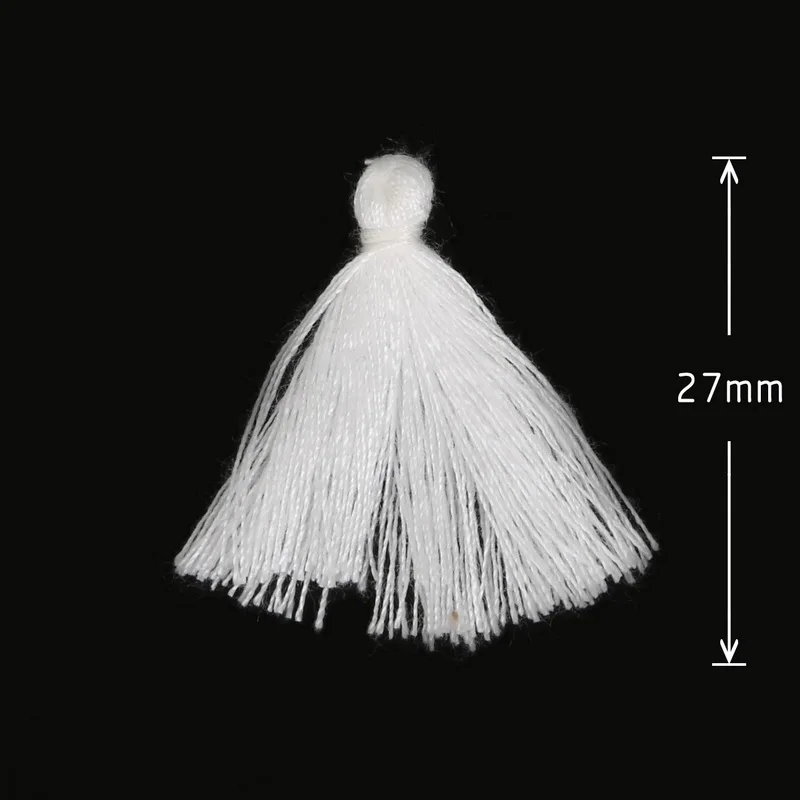 50 шт./лот 27 мм Смешанные хлопковые махровые Подвески кулон искусственный шелк, атлас кисточки для застежки для сережек ювелирных изделий DIY материал - Цвет: White