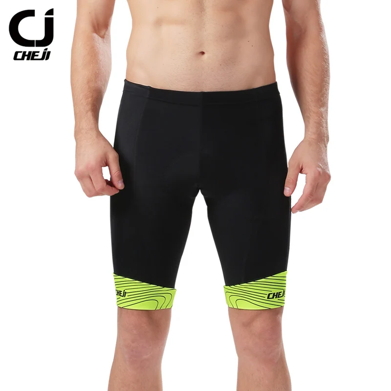 CHEJI велосипедные нагрудники, шорты для горного велосипеда, дышащие мужские гелевые мягкие колготки для велосипеда, Триатлон, мужские спортивные штаны - Цвет: Green shorts