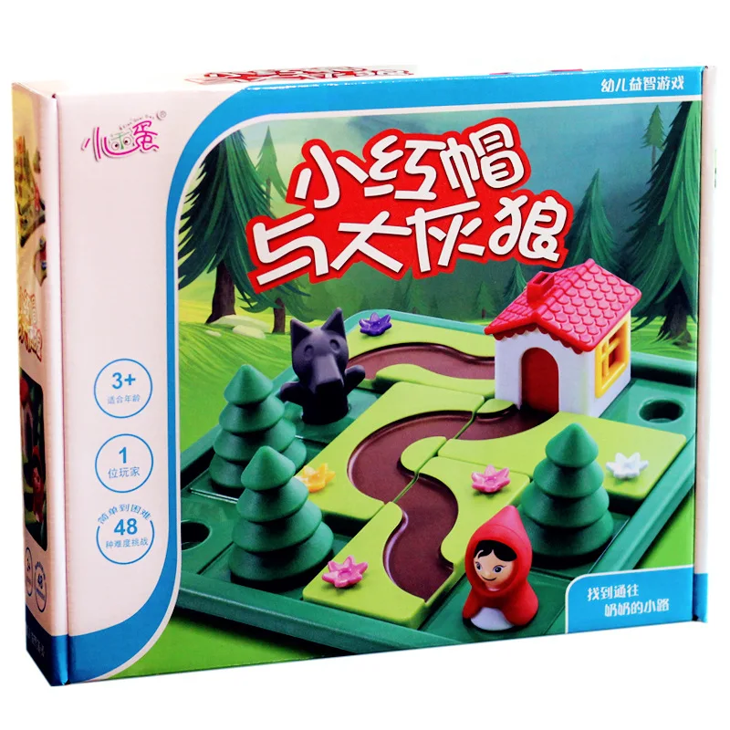 

1PC Little Red Riding Hood and Big Grey Wolf Intelligence Puzzle logical thinking party game for kids education Learning game