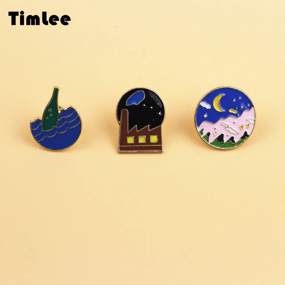 

Timlee X213 Retro Fashion Contracted Moon Planet Design Metal Brooch Pins Gift Wholesale