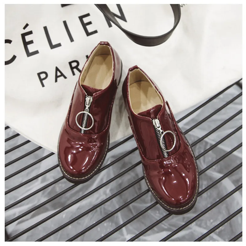 Fashion Slip-on Women Oxford Shoes Ladies Casual Low Heeled Loafers Vintage England Style Oxford Shoes For Women Plus Size 34-43 (2)