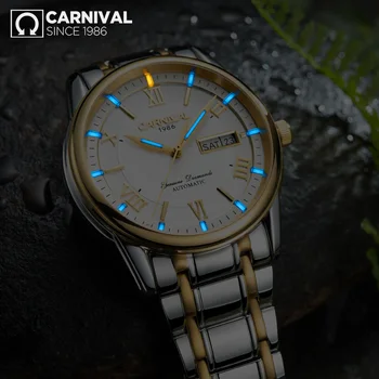 

Carnival T25 Tritium Automatic Watch Men Luminous Mechanical Watches Business Mens Clock Stainless Steel Wristwatch reloj hombre