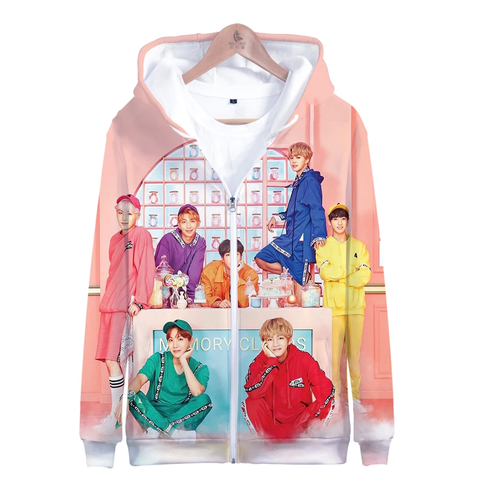 

KPOP NEW 3D pattern long-sleeved zipper hooded men and women comfortable casual KPOP trend zipper hooded