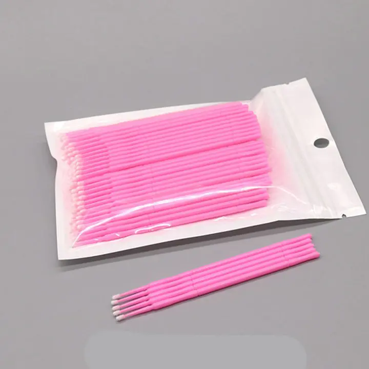Микро-аппликатор кисти, 100 шт Одноразовые микро волокна палочки из микрофибры наконечник ватные тампоны кисти Аппликаторы Кисть для грима - Цвет: Pink M