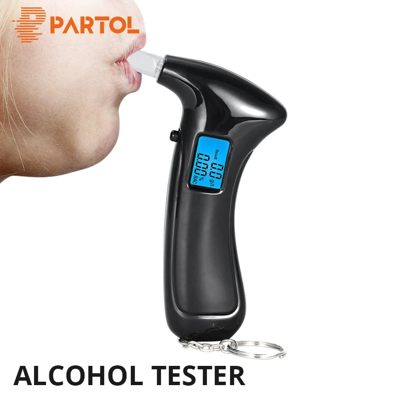 

Partol Digital LCD Breath Alcohol Tester Professional Police Alcohol Tester Breathalyzer Parking Breathalyser LED Keychain Test