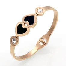 Stainless Steel Plated Roman Number Bracelets & Bangles Wholesale Fine Jewelry Double Peach Heart Love Bracelet Pulseira