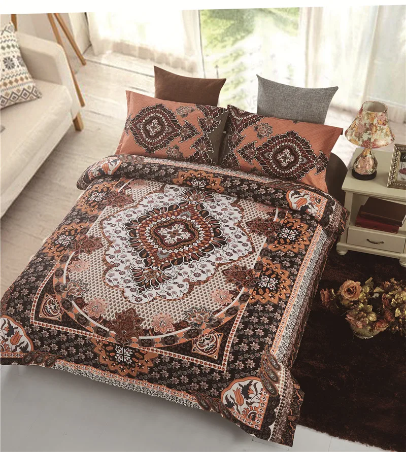 

2017 Mandala Floral Bedding Set Concealed Bedspread Boho Bedlinen Bohemia Duvet Cover Set 4Pcs Queen size