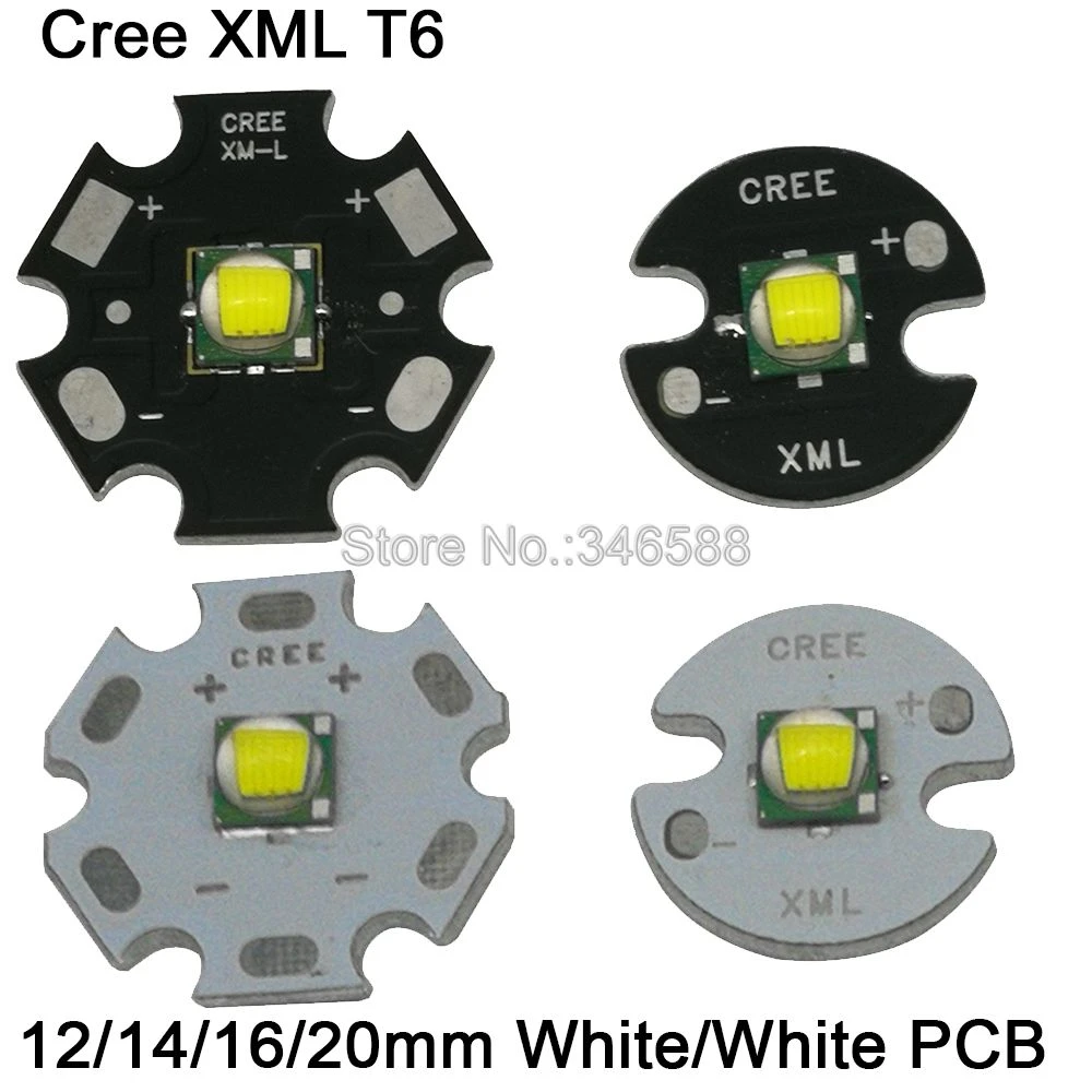 10pcs Cree Xml Xm-l T6 10w Cool White High Power Led Emitter Diode With 14mm 16mm 20mm Black Or White Pcb For Flashlight - Light Beads - AliExpress