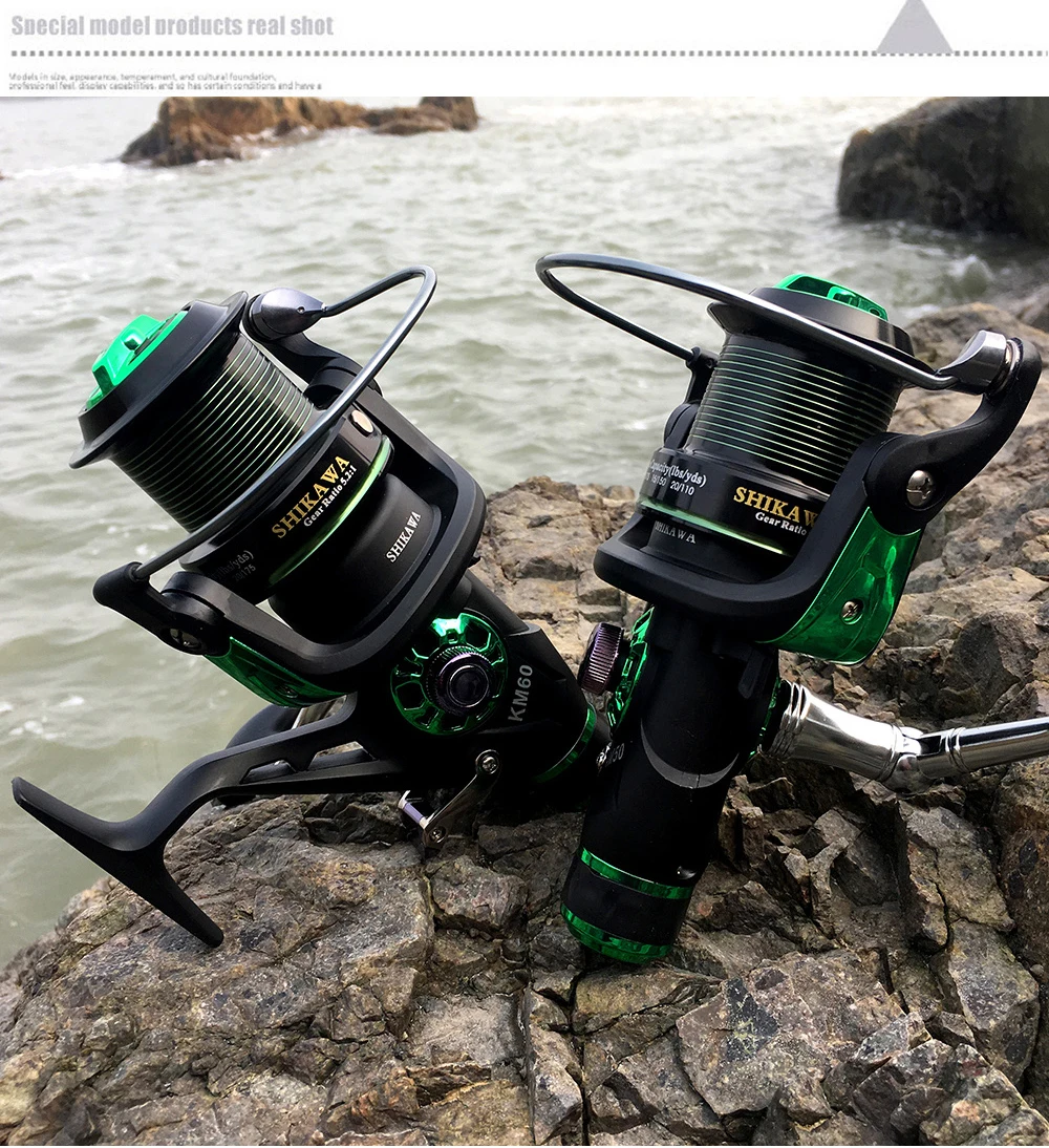 Roda de Freio Dianteiro Traseiro Duplo Freio Molinete Pesca Carretel Metal 5.2: 1 Carpa 6 Carretilhas de pesca