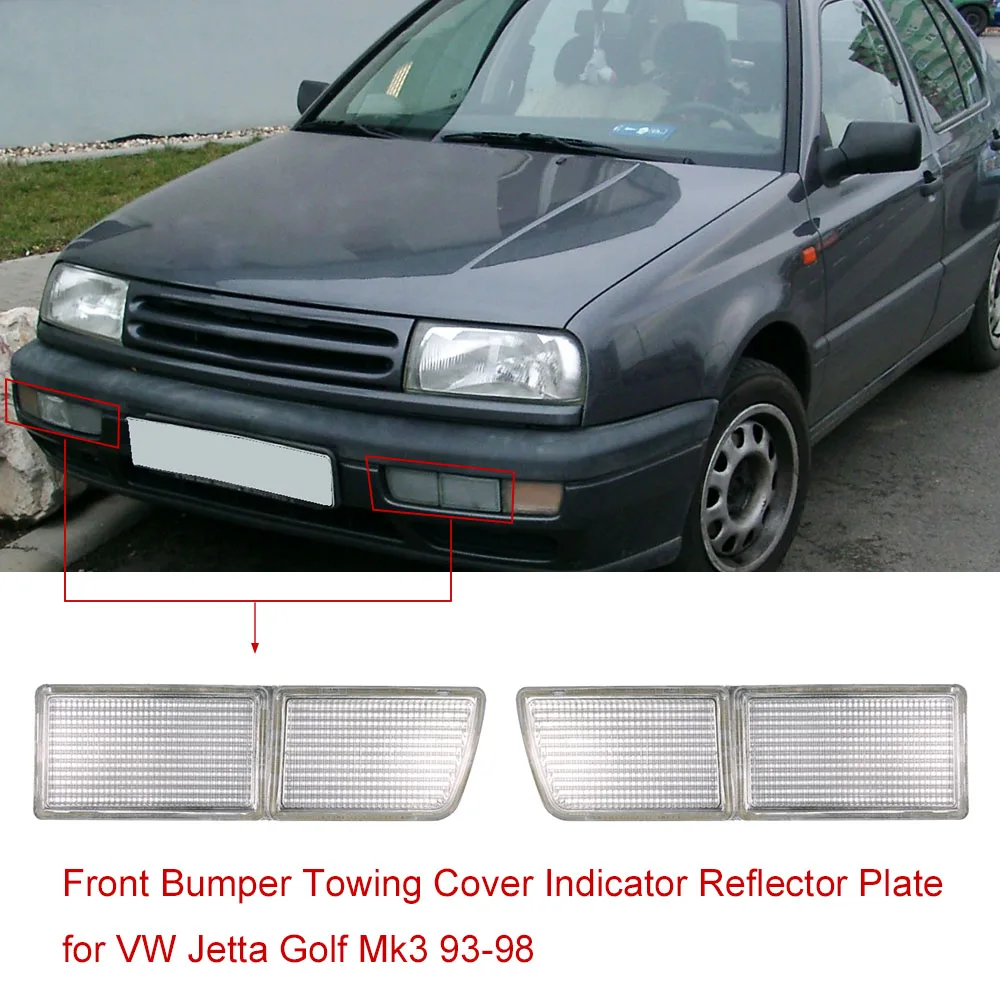 

Car-styling Pair of Front Bumper Towing Cover Indicator Reflector Plate for VW Jetta Golf Mk3 1993-1998