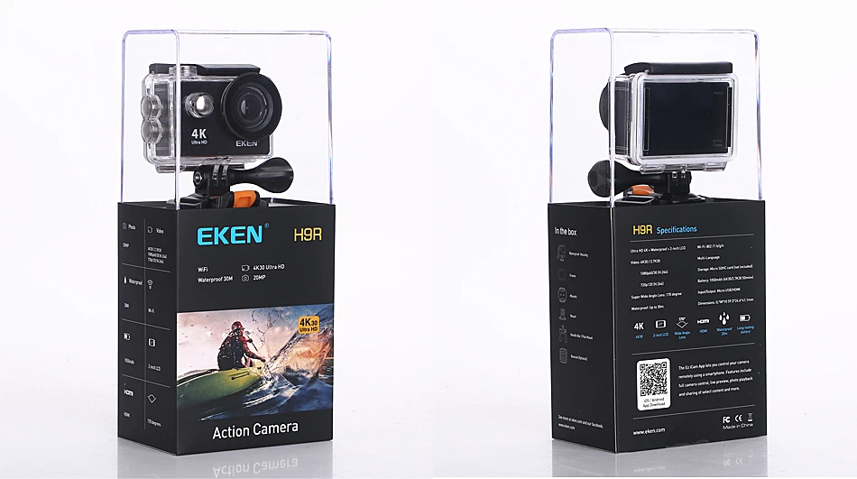 Экшн-камера eken H9R/H9 Ultra HD 4 K/30fps WiFi 2," 170D Водонепроницаемая камера для подводной съемки на шлеме Спортивная камера s