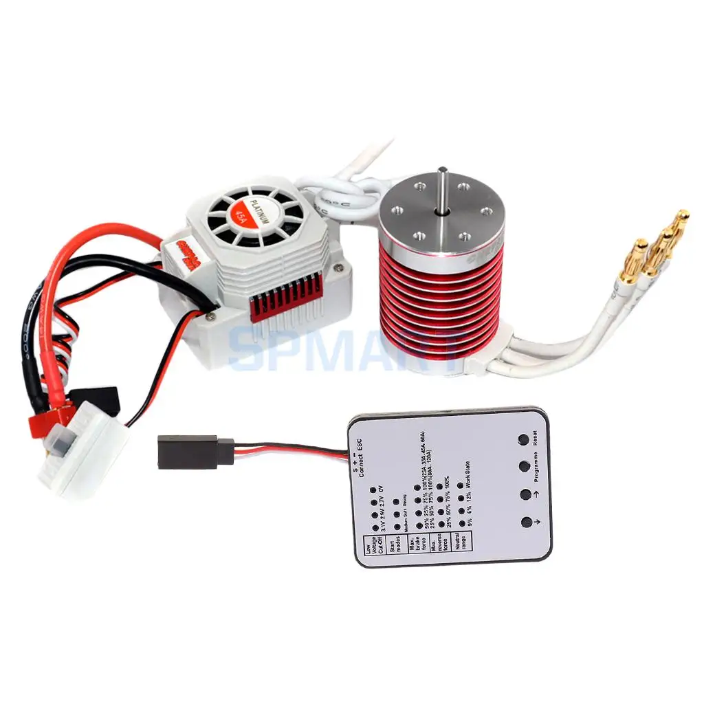

45A ESC+F540 4370KV Sensorless Motor+LED Program Card for 1/10 RC Car Boats Models