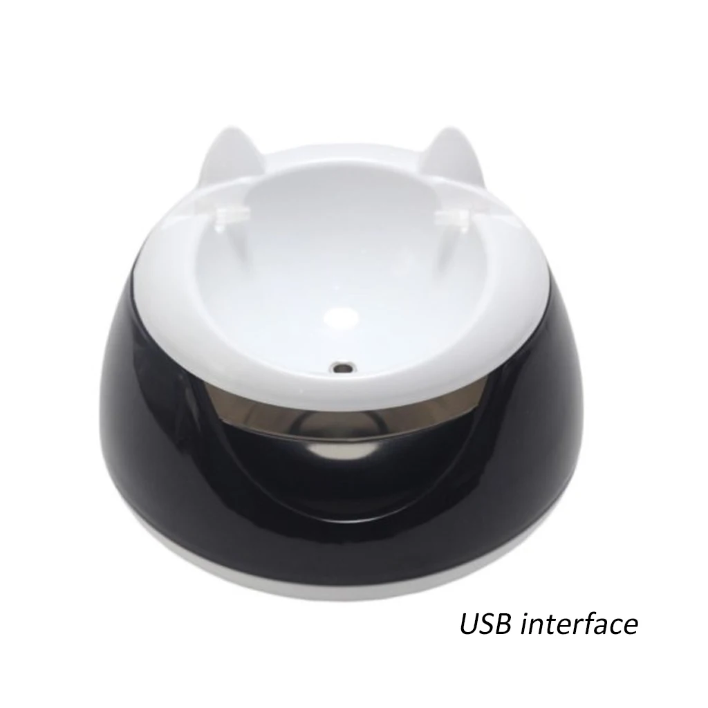 Автоматическая кормушка для кошек, маленькая собака, кошка, Электрический фонтан для кошек, USB со светящимся светильник, домашние животные, кролик Ispenser, поилки - Цвет: Black white USB