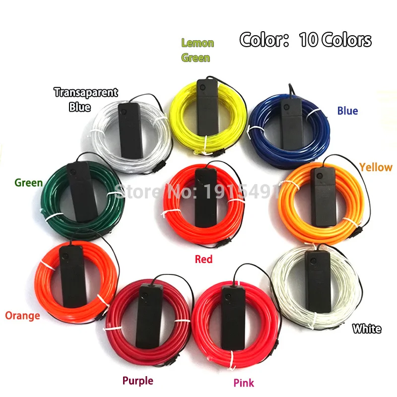 NEW 1-10Meters 10 Color Select EL Wire Luminous 5.0mm Glowing Electroluminescent LED Holiday light For Car Wedding Decoration NEW 1-10Meters 10 Color Select EL Wire Luminous 5.0mm Glowing Electroluminescent LED Holiday light For Car Wedding Decoration