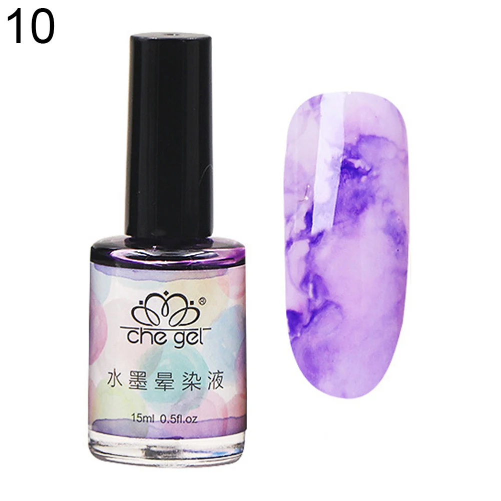 New 15ml Watercolor Ink Nail Polish Blooming Gel Smoke Effect Marble Smudge Liquid