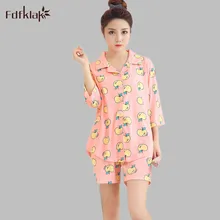 Пижама с принтом «Для женщин хлопок короткий рукав для сна; детская пижама с принтом большой Размеры женские пижамы летние пижамы для девочек, спортивный костюм, M-XL E1201