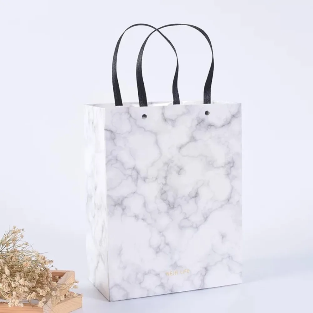 

Marble Color Wedding Candy Bags Gift HandBags With Handles Vintage Paper Cake Gift Biscuits Food Packaging Hand Bags Favor Decor