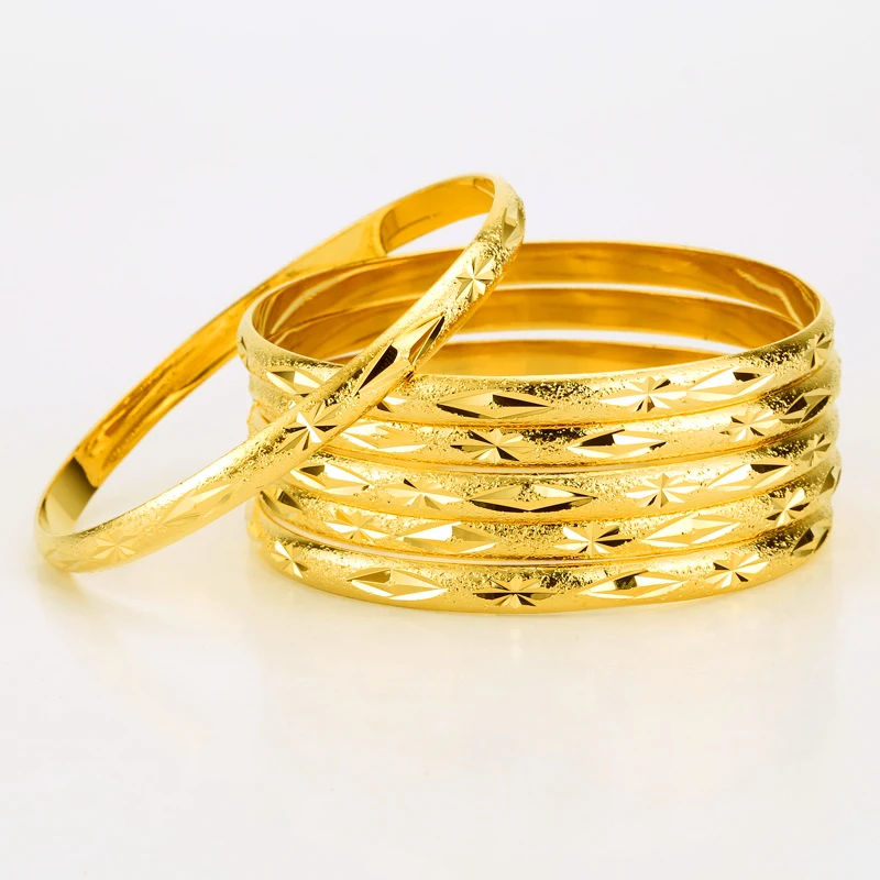 6 мм Дубай золотой браслет золотой цвет африканский Ближний Восток браслеты эфиопские ювелирные изделия 6 шт./лот ювелирные изделия для женщин и мужчин