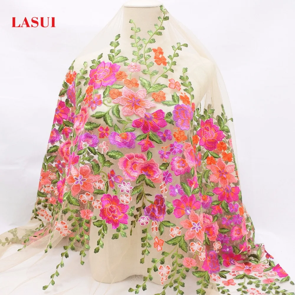 LASUI красивые 10 ярдов Красочные цветы вышивка ткань шириной 150 см дышащие для DIY