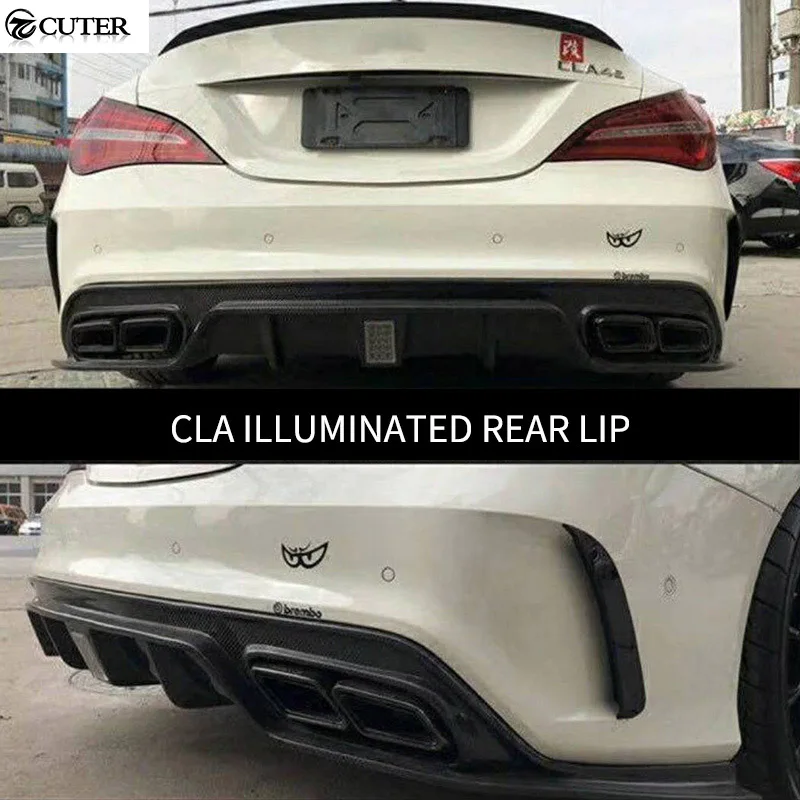 W117 CLA200 CLA45 натуральный бампер из углеродного волокна диффузор губа светодиодный