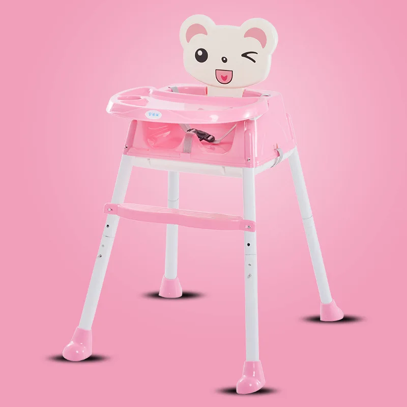 Детский обеденный стол и стулья, стул для кормления ребенка, сиденье для риса, портативный складной Многофункциональный Детский обучающий стул для ребенка - Цвет: pink