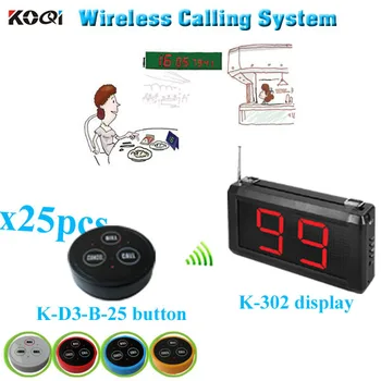 

Wireless Restaurant Pager System Kitchen Call Waiter For Restaurant (1 display+25 table bell button)
